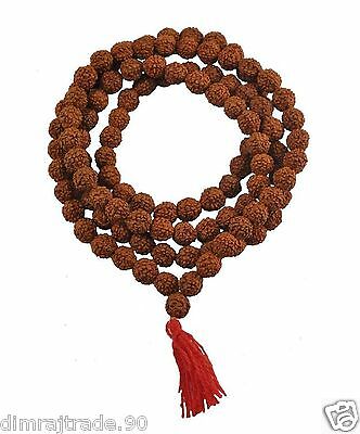 Rudraksha Mala 8mm Beads- 108+1 Beads Japa / Mala 100% Natural Religious Rosary