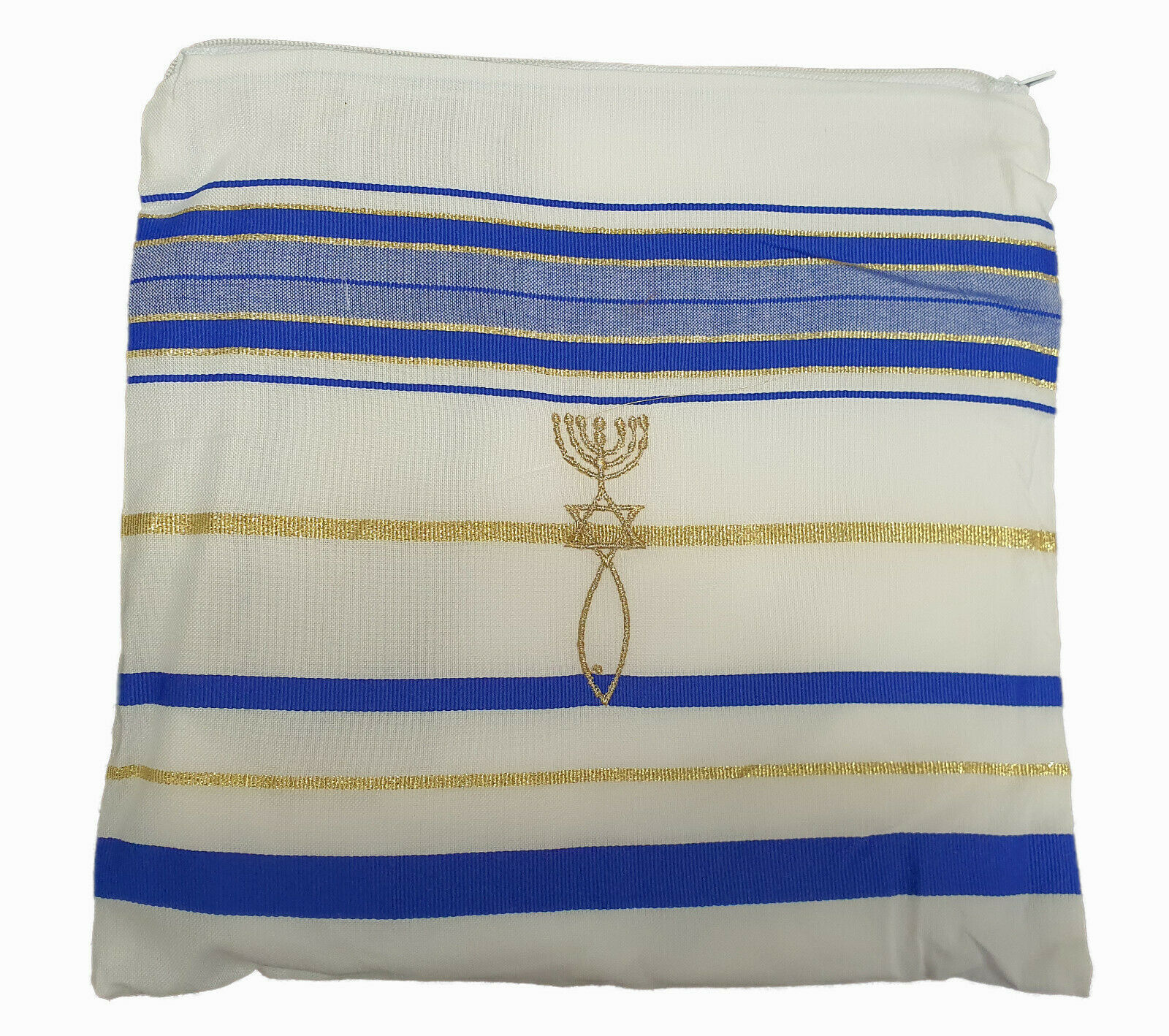 Lion Of Judah Messianic Prayer Shawl Tallit Israel Blue & Gold 72"x22" W/bag